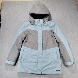 Lands End Squall Jacket Parka Women Small Blue Gray Hooded Waterproof Windproof